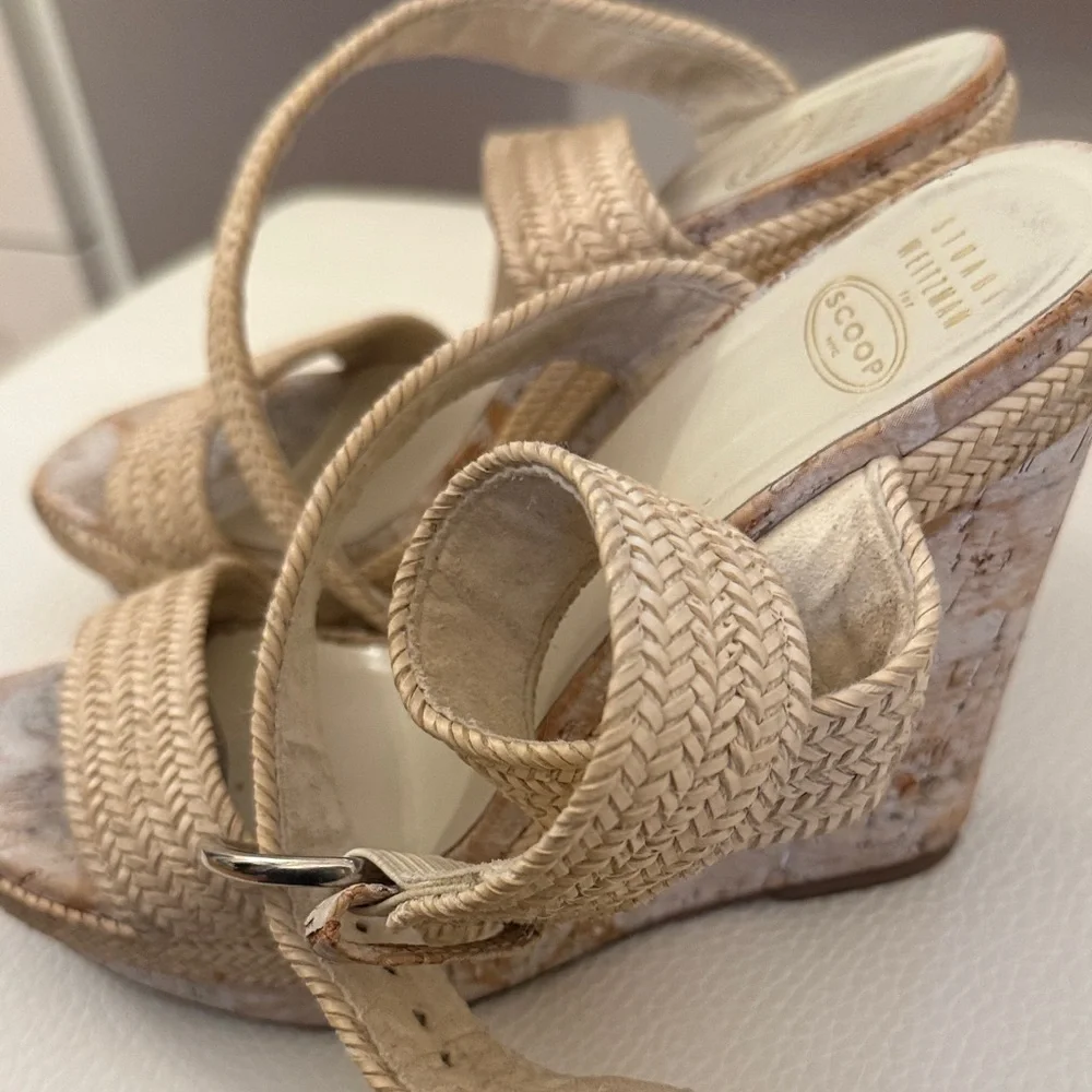 Stuart Weitzman Cream Espadrille Sandals